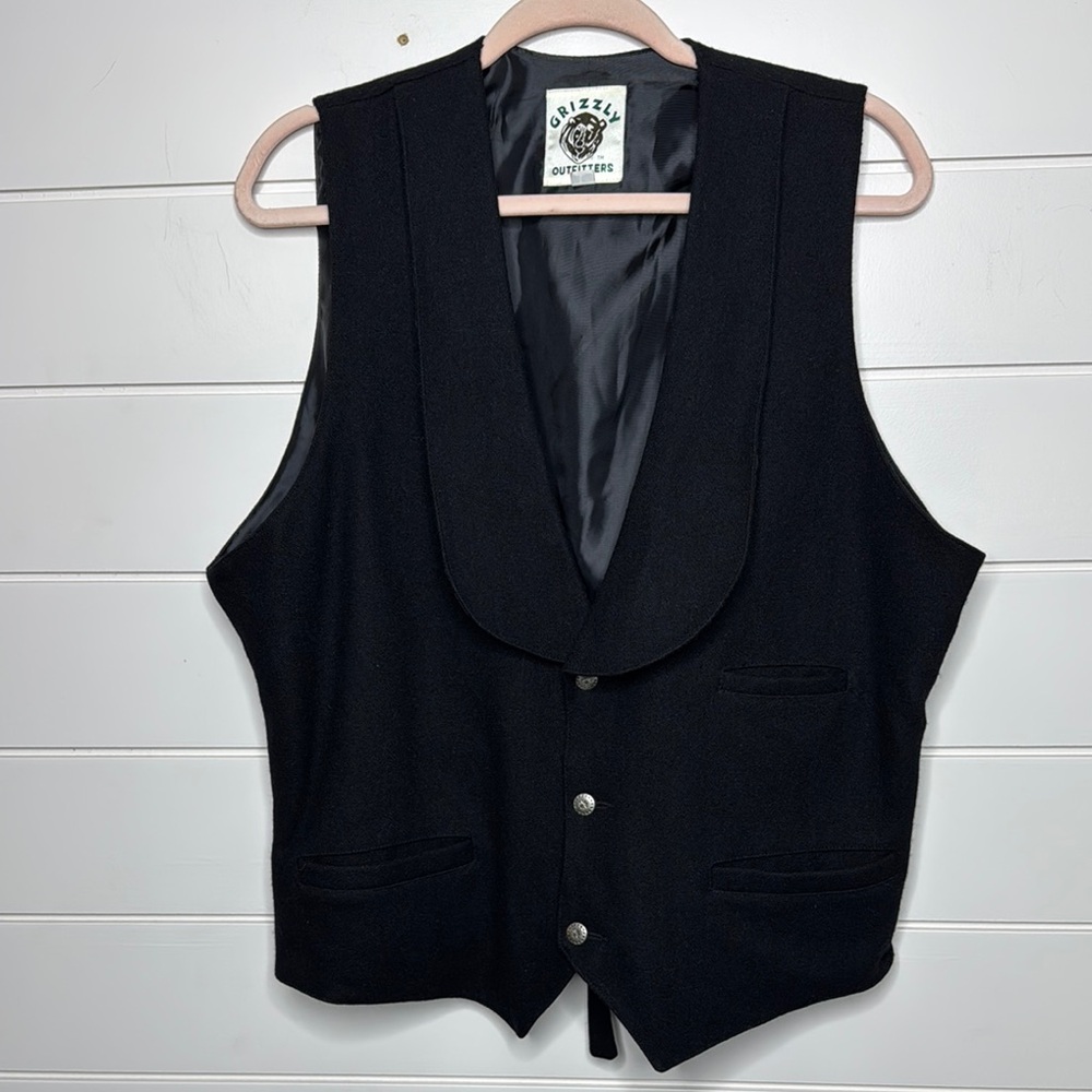 Grizzly Outfitters Wool Button-Up Vest Vintage Western Cowboy